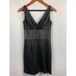 Patricia Field Black Shimmer Dress Size 4 V-Neck Sleeveless Back Zip Polyester B
